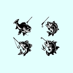 black and white vector fish icon