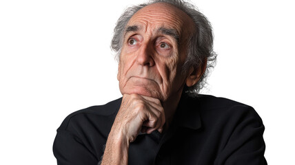 Naklejka premium Thoughtful Elderly Man Reflecting on Life, Capturing the Essence of Wisdom and Experience in Portrait Photography.