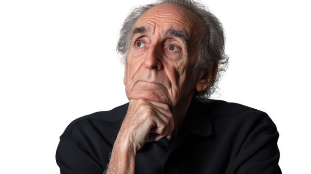 Thoughtful Elderly Man Reflecting on Life, Capturing the Essence of Wisdom and Experience in Portrait Photography.