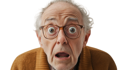 Elderly Man Expressing Surprise for Creative Projects and Emotional Expressions.