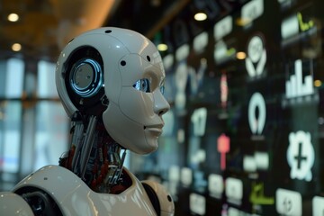 Humanoid Robot Portrait in a Futuristic Environment