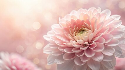 Fototapeta premium Delicate petals unfurl in soft pink hue, delicate and intricate, showcasing a unique bloom, blossom, blossom, blossom, blossom