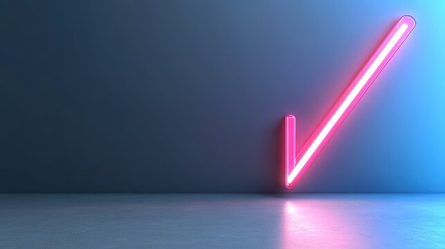 Neon Pink Check Mark Symbol on Dark Background for Creative Use - Powered by Adobe