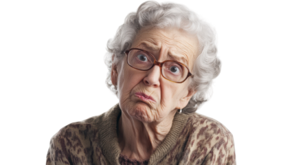 Puzzled Elderly Woman with a Thoughtful Expression Captured for Use in Articles About Aging and Mental Health.