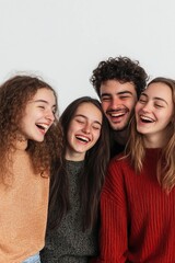 Fototapeta premium Group of Young Friends Laughing Together in a Bright Setting
