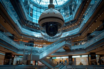 Obraz premium Security Camera in Modern Shopping Mall Interior