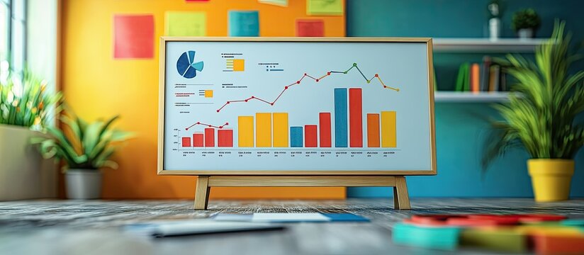 Business Growth Chart on Whiteboard in Creative Office