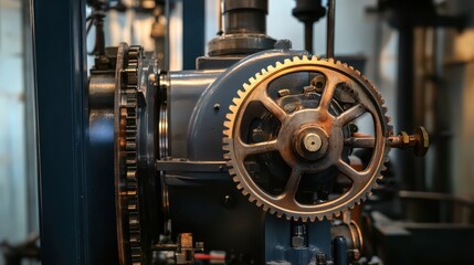 A high-performance industrial motor, with exposed gears and rotating pistons, displaying the power and creativity behind modern machinery.