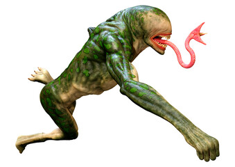 Fototapeta premium 3D Rendering Green Alien on White