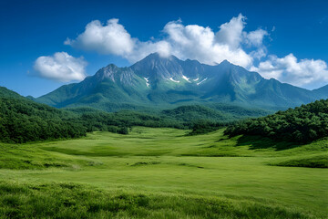 Green Meadow Mountain Landscape Photo