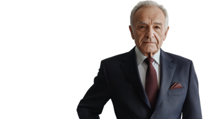 A stylish old man dressed in a modern sleek suit, showcasing sophistication and elegance that can be used in fashion magazines or business-related content..