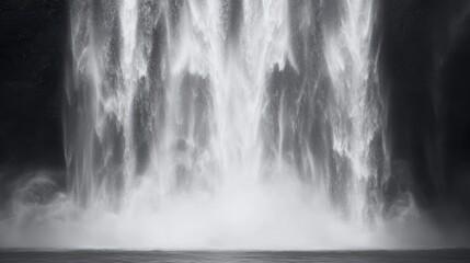 Powerful waterfall cascading down dark cliffs.