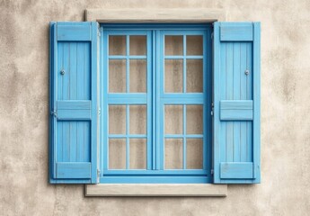 Fototapeta premium A blue window with wooden shutters