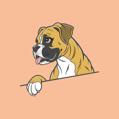 A Boxer dog vector is a simplified, stylized illustration showcasing the breed's muscular build, expressive face, and short coat, often in bold lines and minimal colors like brown, white, and black