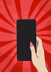 Woman hand holding a mobile phone