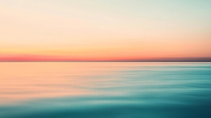 Fototapeta premium Calm Ocean Water Reflecting Peaceful Sunset Sky.