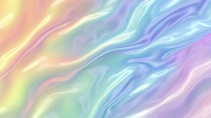 Obraz premium Pastel Rainbow Silk Drape: Dreamy iridescent silk fabric with pastel rainbow hues, creating a flowing, ethereal texture. Perfect for backgrounds, designs, or adding a touch of magic to your projects.