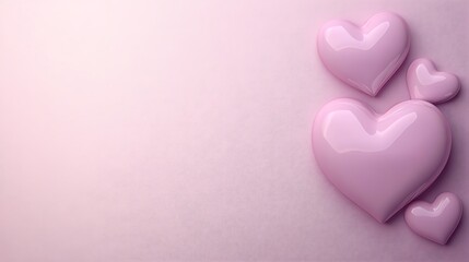 Obraz premium Pink glossy hearts on a textured background