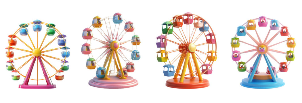 Colorful Ferris Wheels with Fun Carriages Display