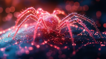 close up of glowing red spider
