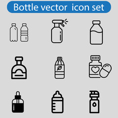 Bottle icon set. bottle vector icon illustration on white background.
