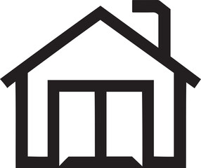 Black house line icon silhouette vector on white background