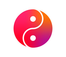 Yin yang vector illustration. Asian traditional symbol in simple modern style. Gradient color design