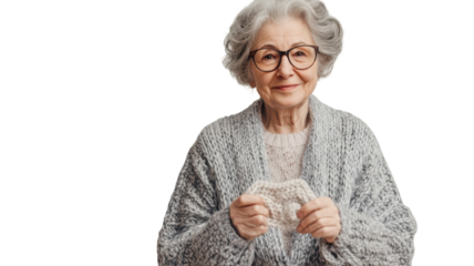 An Old Woman in a Cozy Cardigan Enjoying a Peaceful Reading Session, Perfect for Illustrating Comfort and Relaxation at Home.