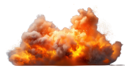  Fire misfortune explosion isolated on transparent background.