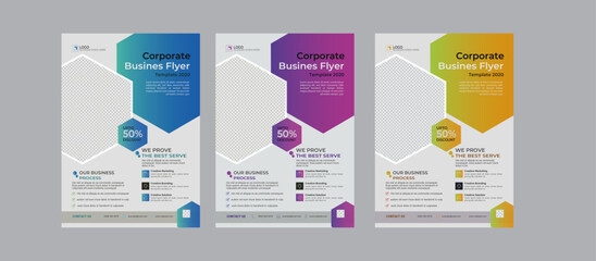 a bundle of 3 templates of different colors a4 flyer template, Corporate business flyer template design, perfect for creative professional business, abstract business flyer and creative design.