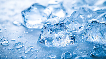 Obraz premium A close up of a few ice cubes on a surface