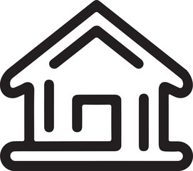 Black house line icon silhouette vector on white background