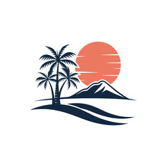  sun silhouette vector line art logo