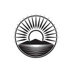  sun silhouette vector line art logo