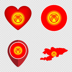 Kyrgyzstan Flag Icons Pack. Vector illustration.