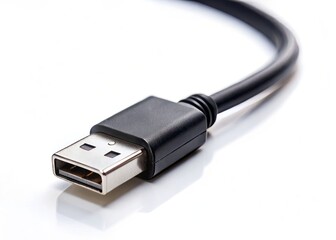 High-Quality USB Cable Stock Photo:  Modern Tech Accessory on White Background