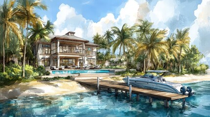 Tropical Waterfront Home with Private Boat Dock