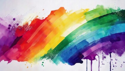 Fototapeta premium Vibrant Painted Rainbow Brush Strokes on White Background Celebrating Pride, Creativity, and Diversity