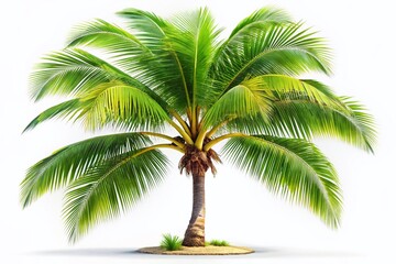 Fototapeta premium Isolated Coconut Palm Tree - Single Tropical Tree on White Background Stock Photo