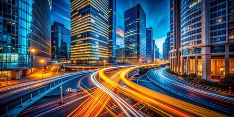 Long Exposure Light Trails Cityscape at Night - VAT Tax Concept