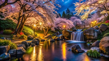 Long Exposure Sakura Blossom Japanese Garden Night Photography