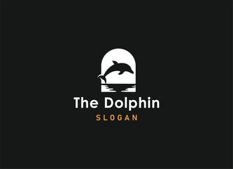 Fototapeta premium fun friendly dolphin with heart logo vector for health care medical hospitality business brand