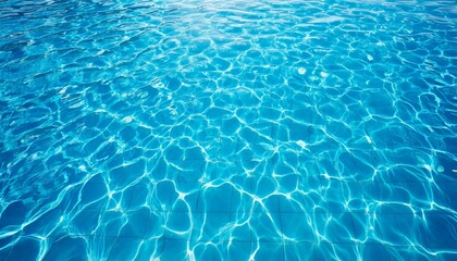 Fototapeta premium Pool from above, reflection, water surface, sunny day, summer, caustic, liquid, blue, ripples, waves, glistening, sunlight, sparkling, tranquility, nature, outdoor, relaxing, leisure, clear, refreshin