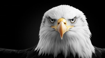 Obraz premium A bald eagle with a black background