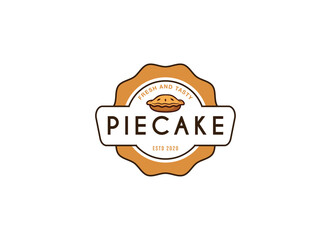 Pie cake bakery logo design. Bakery shop logo design template. 