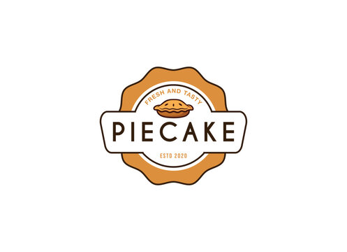 Pie cake bakery logo design. Bakery shop logo design template. 
