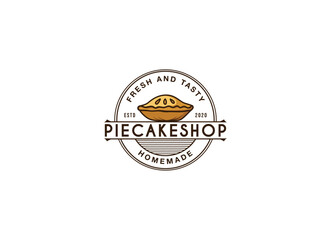 Pie cake bakery logo design. Bakery shop logo design template. 