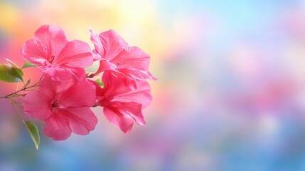 Obraz premium A bunch of pink flowers on a colorful background