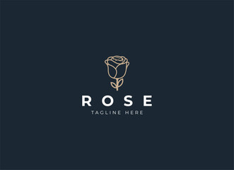 Beauty rose and minimalism logo. Rose flowers logo design template. 