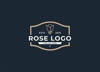 Beauty rose and minimalism logo. Rose flowers logo design template. 